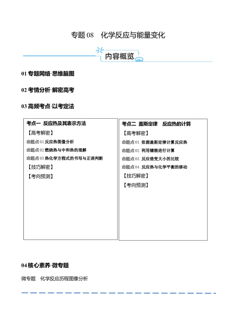 专题08化学反应与能量变化（讲义）（原卷版）_05高考化学_2024年新高考资料_2.2024二轮复习_高频考点2024年高考化学二轮复习高频考点追踪与预测（新高考专用）