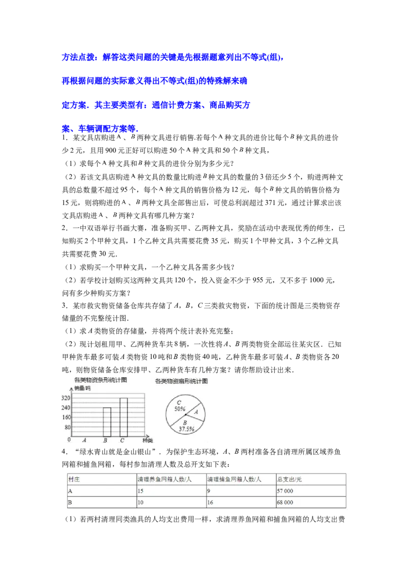 专题10《不等式与不等式组》解答题重点题型分类（原卷版）_初中数学人教版_7下-初中数学人教版_7下-初中数学人教版（旧版）赠送_06习题试卷_5专项练习