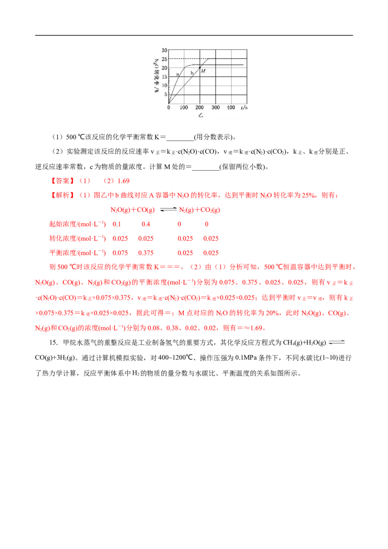 专项26化学速率常数（解析版）_05高考化学_新高考复习资料_2023年新高考资料_专项复习_2023年高考化学热点专项导航与精练（新高考专用）