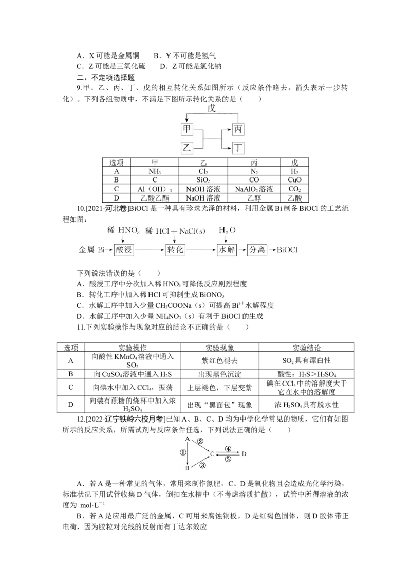专练21元素化合物的综合应用_05高考化学_新高考复习资料_2023年新高考资料_专项复习_2023《微专题&middot;小练习》&middot;化学&middot;新教材&middot;XL-6