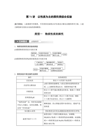 2024年高考化学一轮复习（新高考版）第11章第71讲　以性质为主的探究类综合实验_05高考化学_2024年新高考资料_1.2024一轮复习_2024年高考化学一轮复习讲义（新人教新高考版）