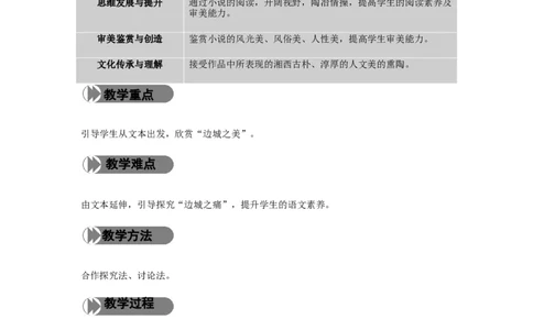精品教学《边城（节选）》（教学设计）-2019-2020学年高二语文同步教学(统编版选择性必修下)_高语_人教版高中语文_05部编高中语文选择性必修下册_03课件+教案