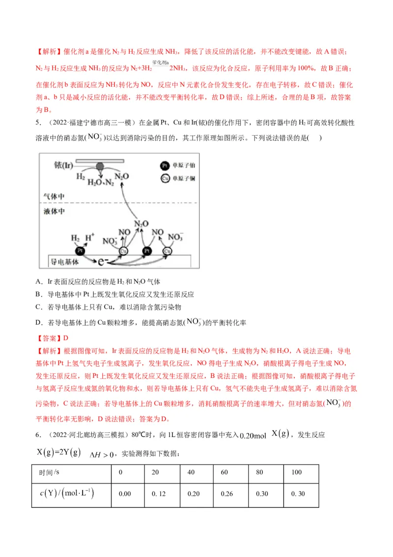 专题06化学反应速率与平衡（专练）-瞄准2023年高考化学二轮专题考点抢分计划（解析版）_05高考化学_新高考复习资料_2023年新高考资料_二轮复习