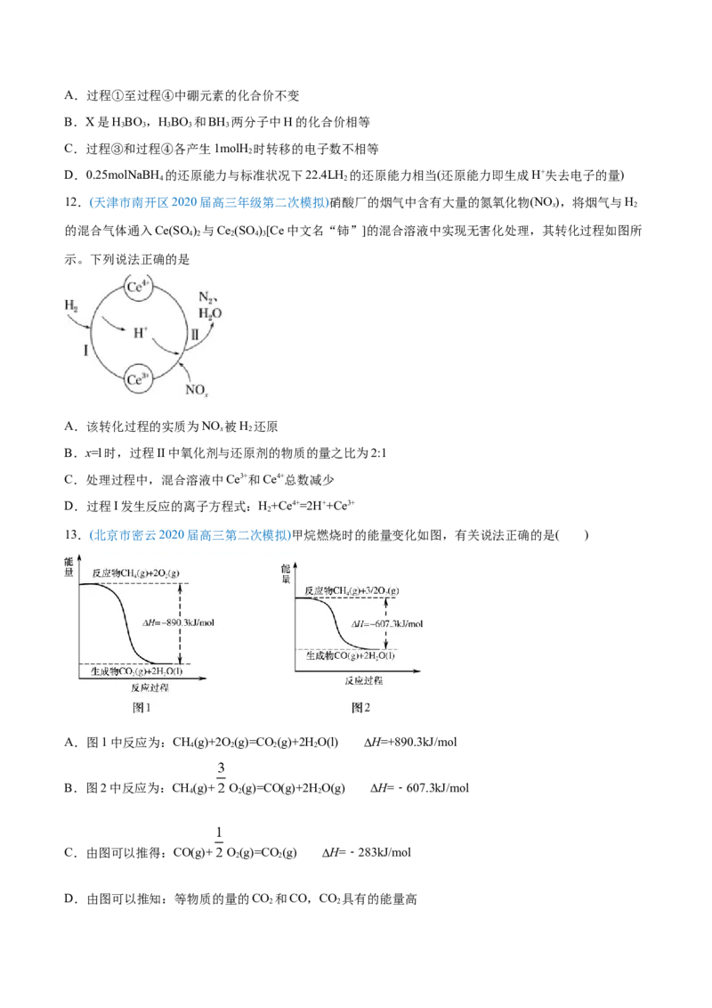 专题07化学反应中的能量变化-2020年高考化学真题与模拟题分类训练（学生版）_05高考化学_新高考复习资料_2022年新高考资料_2022年一轮复习各版本_1.高考化学2022年一轮复习通用版