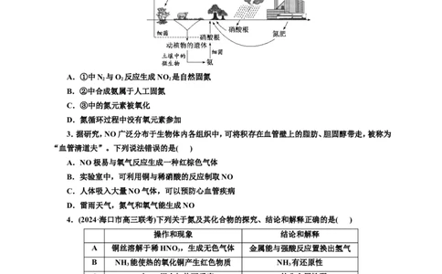 2025年高考复习化学课时检测二十六：氮及其化合物的基本知能评价（含解析）_05高考化学_2025年新高考资料_专项练习_2025年高考复习化学课时检测（含解析）（完结）