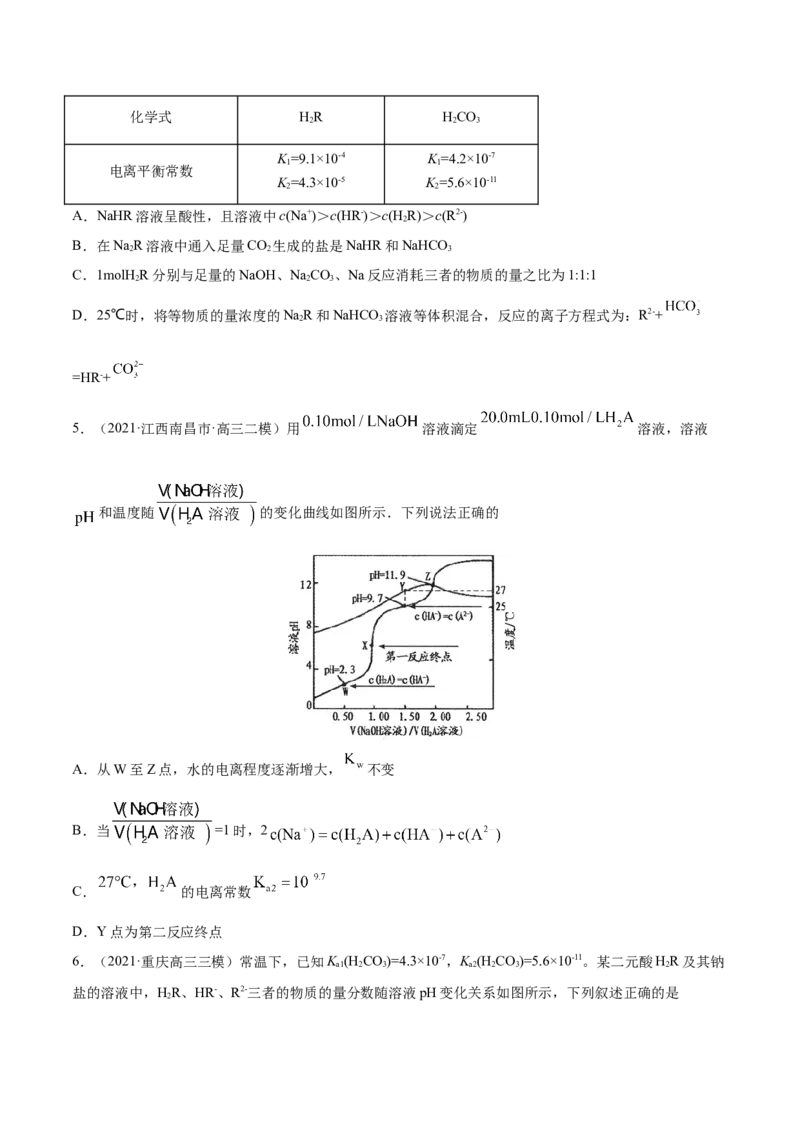 专题10水溶液中的离子平衡-2021年高考真题和模拟题化学分项汇编（原卷版）_05高考化学_新高考复习资料_2022年新高考资料_2021年高考真题和模拟题化学分项汇编（全国通用）
