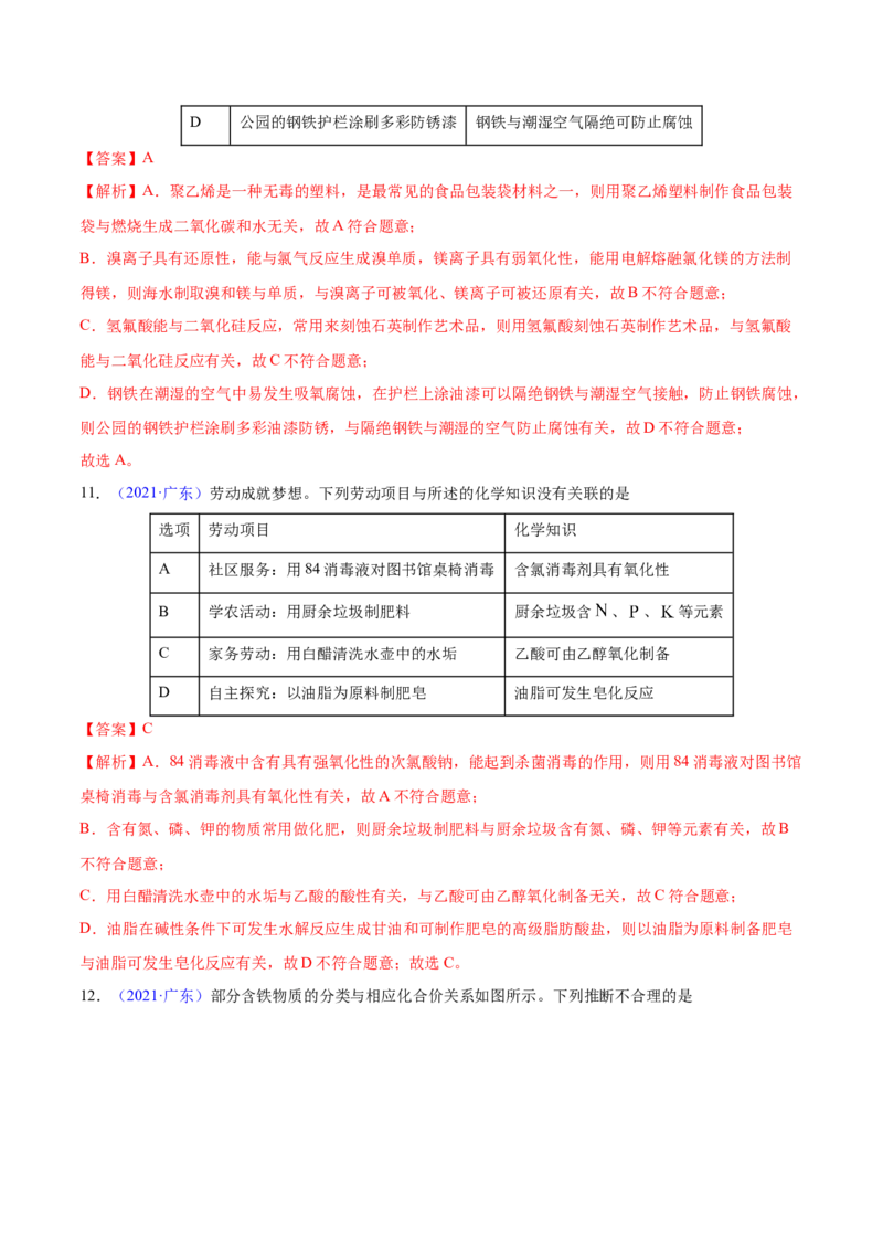 专题05元素及其化合物&mdash;&mdash;三年（2020-2022）高考真题化学分项汇编（新高考专用）（解析版）_05高考化学_新高考复习资料_2023年新高考资料_专项复习