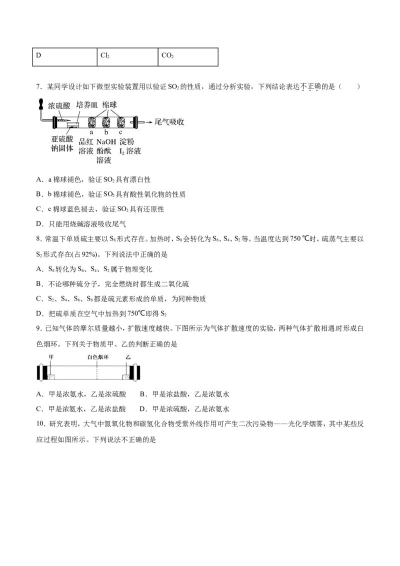 专题06常见非金属及化合物-2019年高考化学易错题汇总（原卷版）_05高考化学_新高考复习资料_2022年新高考资料_2022年一轮复习各版本_1.高考化学2022年一轮复习通用版_原卷版