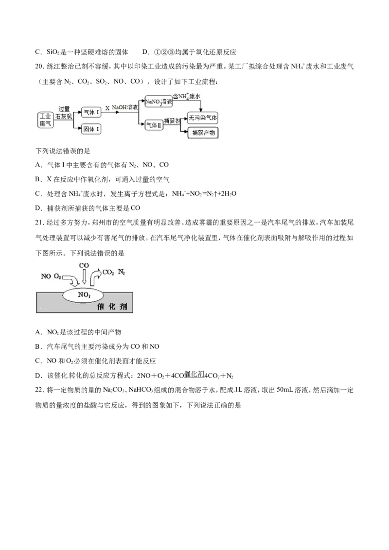 专题06常见非金属及化合物-2019年高考化学易错题汇总（原卷版）_05高考化学_新高考复习资料_2022年新高考资料_2022年一轮复习各版本_1.高考化学2022年一轮复习通用版_原卷版