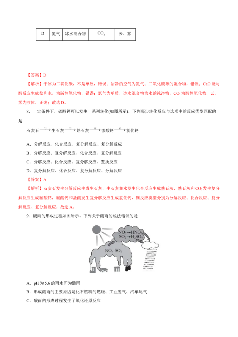 专题01STSE物质的分类、性质与变化（练）解析版_05高考化学_新高考复习资料_2023年新高考资料_二轮复习_2023年高考化学二轮复习讲练测（新高考专用）287487451