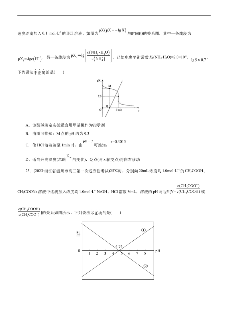 专题11水溶液中离子反应（测）（原卷版）_05高考化学_通用版（老高考）复习资料_2023年复习资料_二轮复习_2023年高考化学二轮复习讲练测（全国通用）