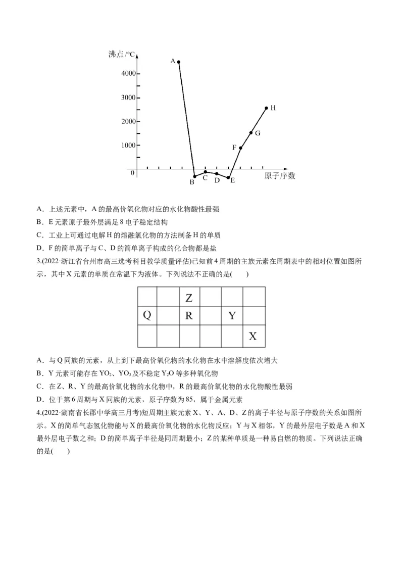 专题08元素周期律与元素周期表（专练）-瞄准2023年高考化学二轮专题考点抢分计划（原卷版）_05高考化学_新高考复习资料_2023年新高考资料_二轮复习