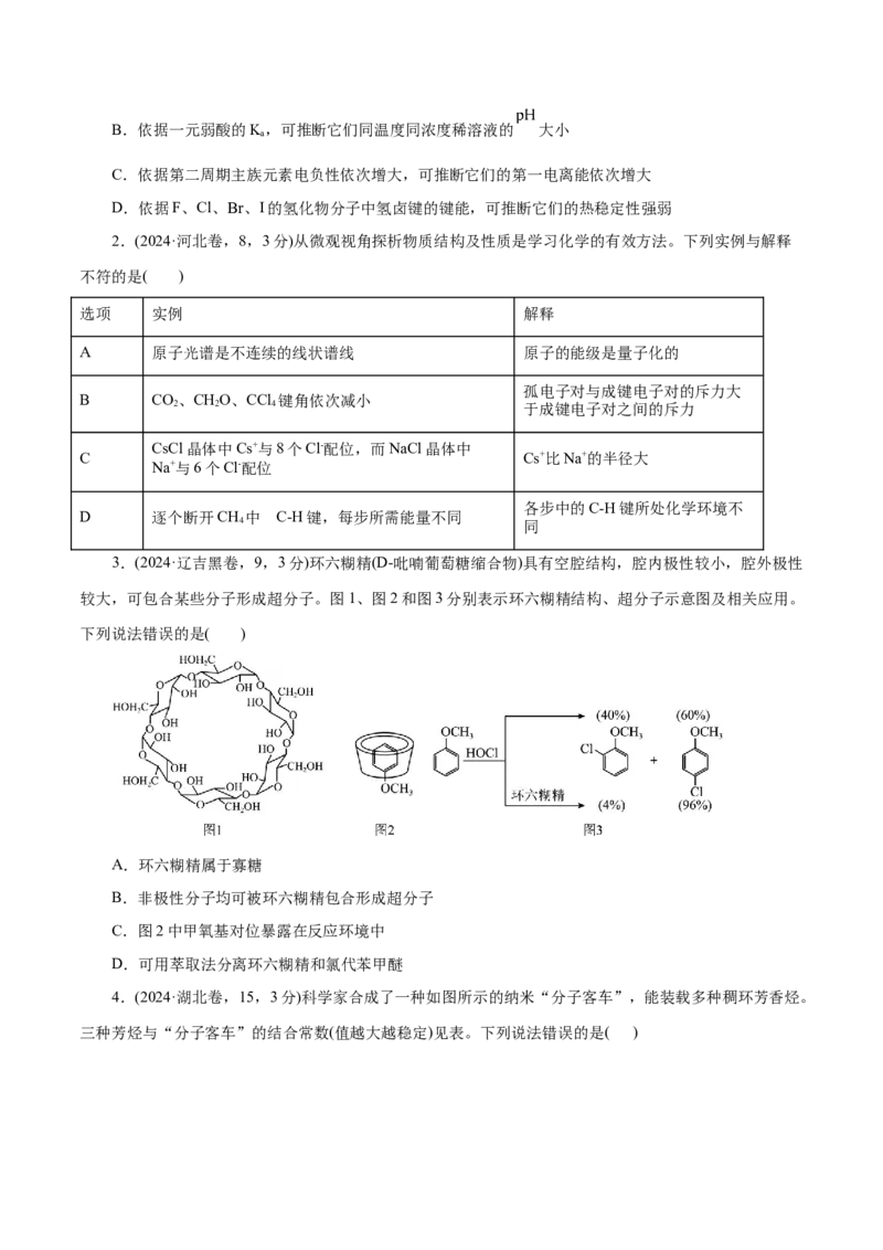 专题11物质结构与元素周期律（练习）（原卷版）_05高考化学_2025年新高考资料_二轮复习_上好课2025年高考化学二轮复习讲练测（新高考通用）3379109_主题五物质结构与性质