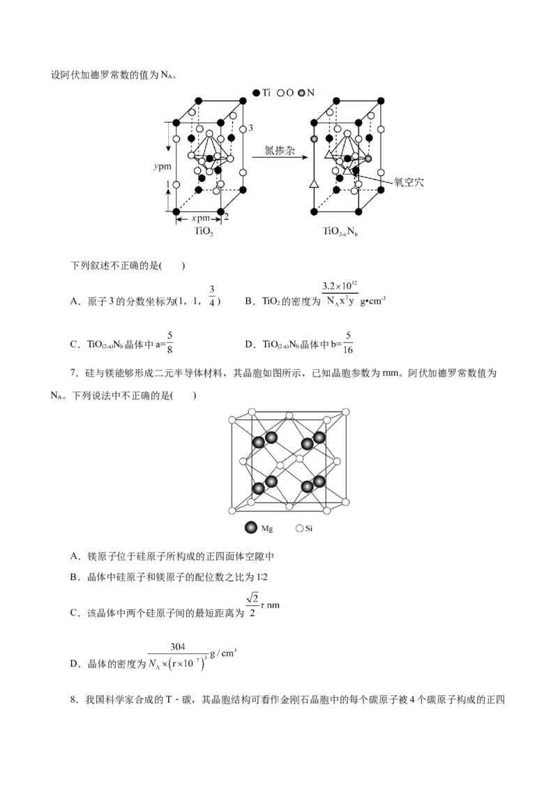 专题11物质结构与元素周期律（练习）（原卷版）_05高考化学_2025年新高考资料_二轮复习_上好课2025年高考化学二轮复习讲练测（新高考通用）3379109_主题五物质结构与性质