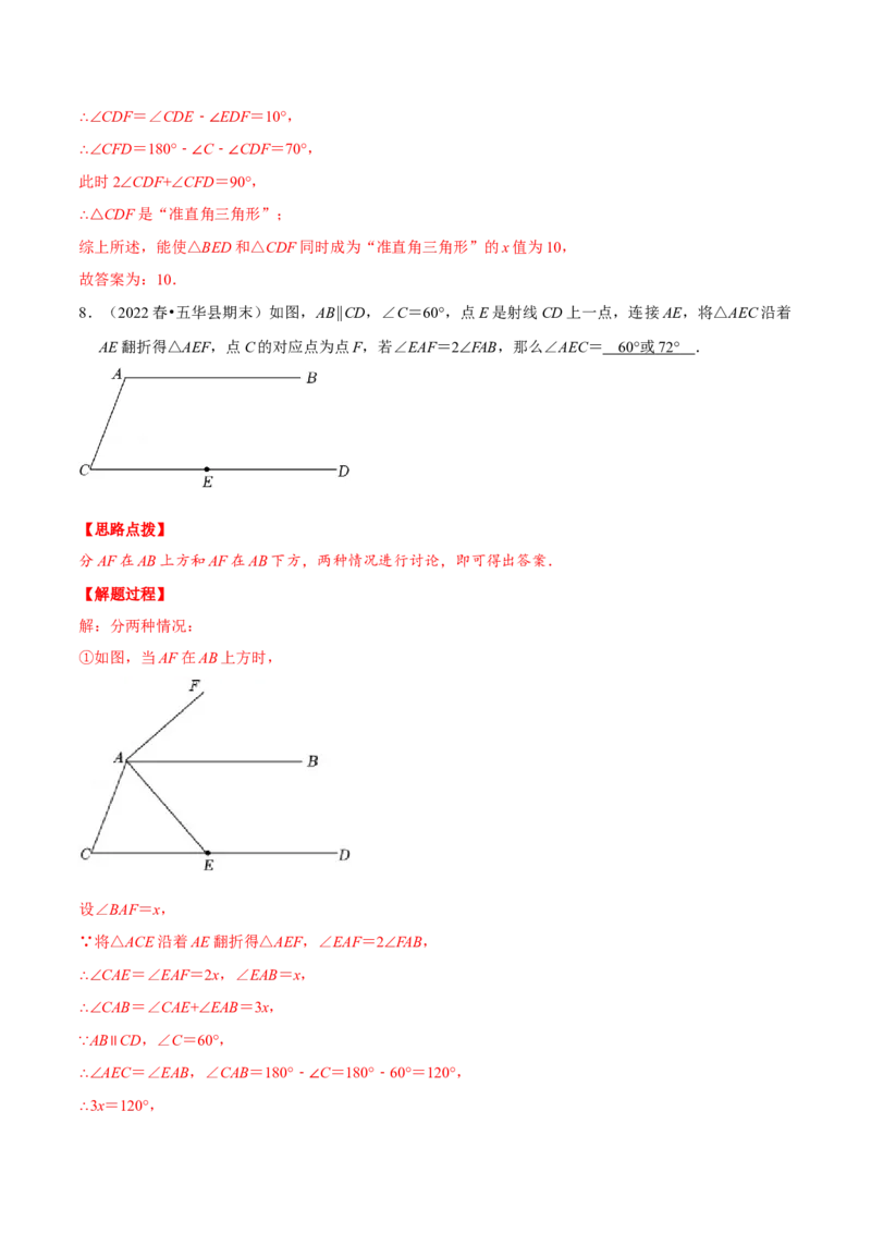 专题13.2几何图形中的翻折变换（压轴题专项讲练）（人教版）（解析版）_初中数学人教版_8上-初中数学人教版_旧版_07专项讲练_八年级数学上册从重点到压轴（人教版）