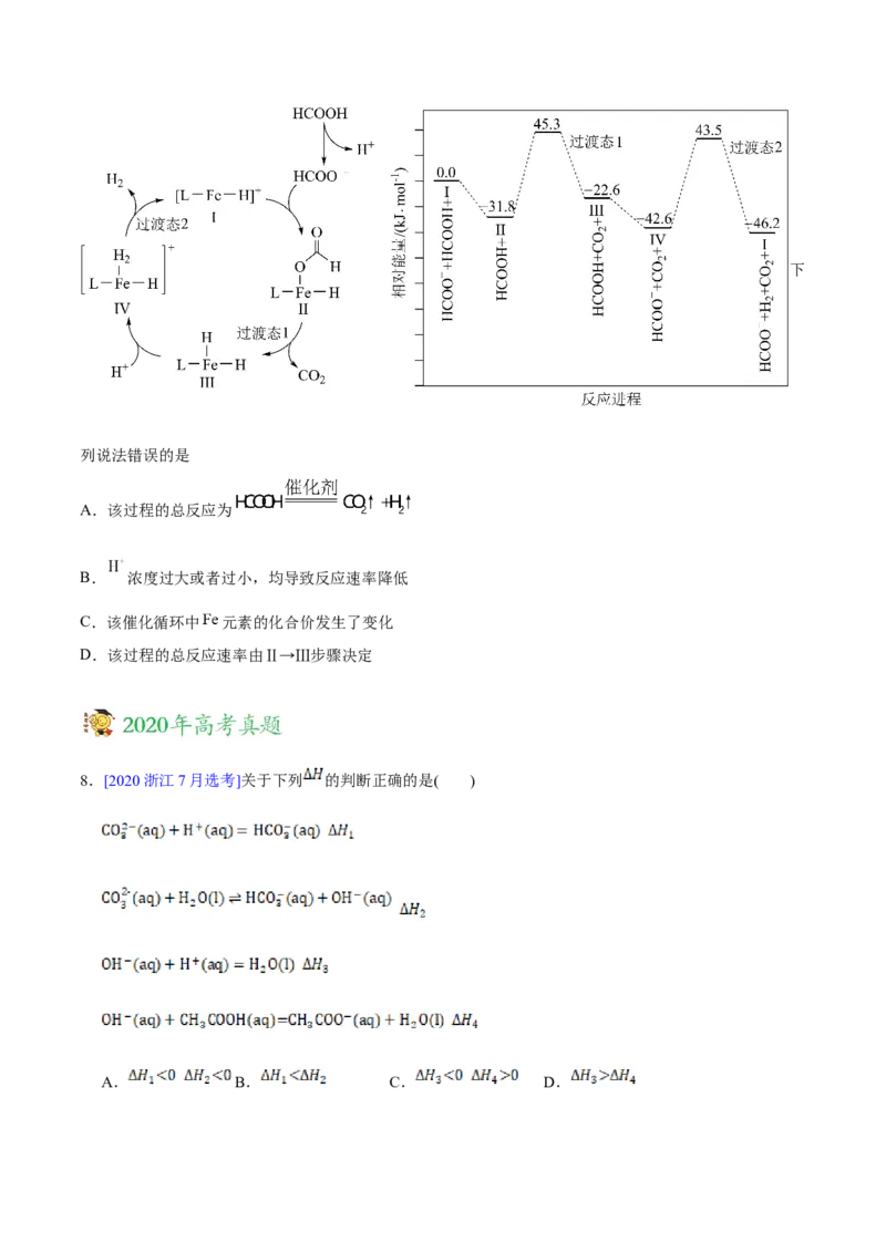 专题07化学反应中的能量变化及反应机理&mdash;&mdash;三年（2020-2022）高考真题化学分项汇编（新高考专用）（原卷版）_05高考化学_新高考复习资料_2023年新高考资料_专项复习