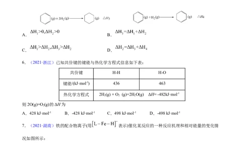 专题07化学反应中的能量变化及反应机理&mdash;&mdash;三年（2020-2022）高考真题化学分项汇编（新高考专用）（原卷版）_05高考化学_新高考复习资料_2023年新高考资料_专项复习