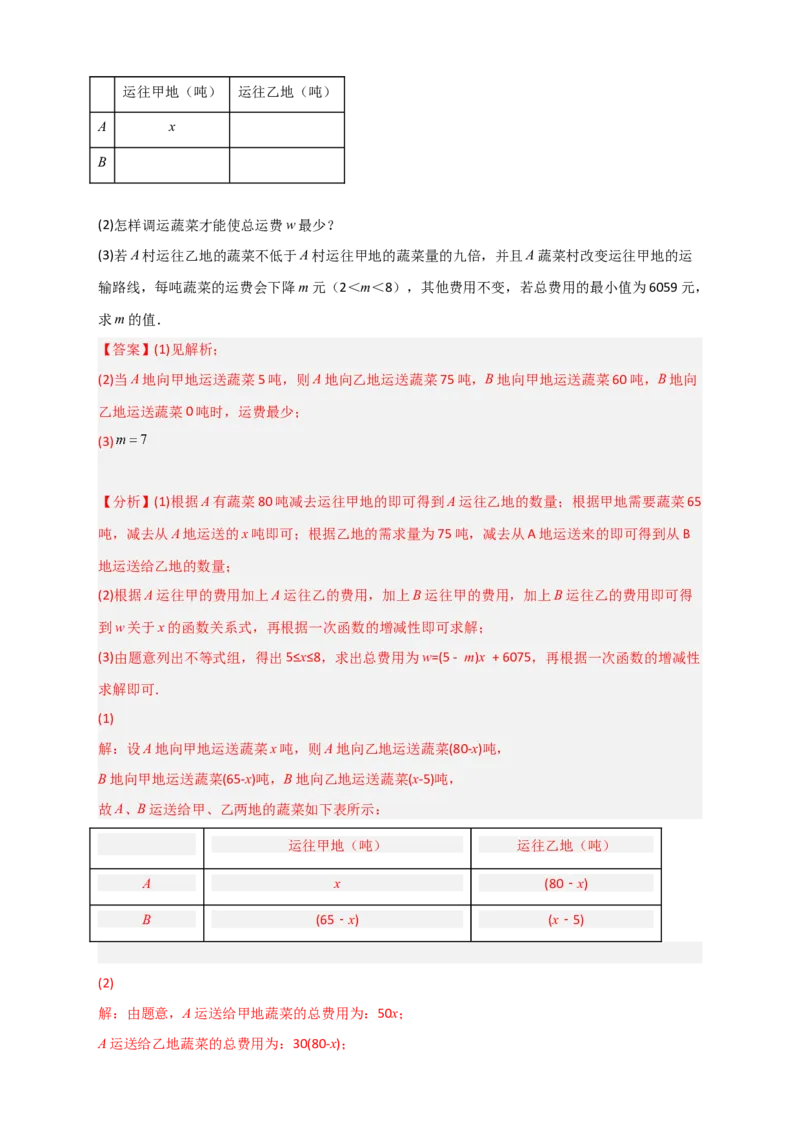 专题37一次函数的应用之分配方案问题（解析版）_初中数学人教版_八年级数学下册_保存转存之后查看(1)_8下-初中数学人教版（2026春新版持续更新）_旧版-可参考_06习题试卷_5专项练习
