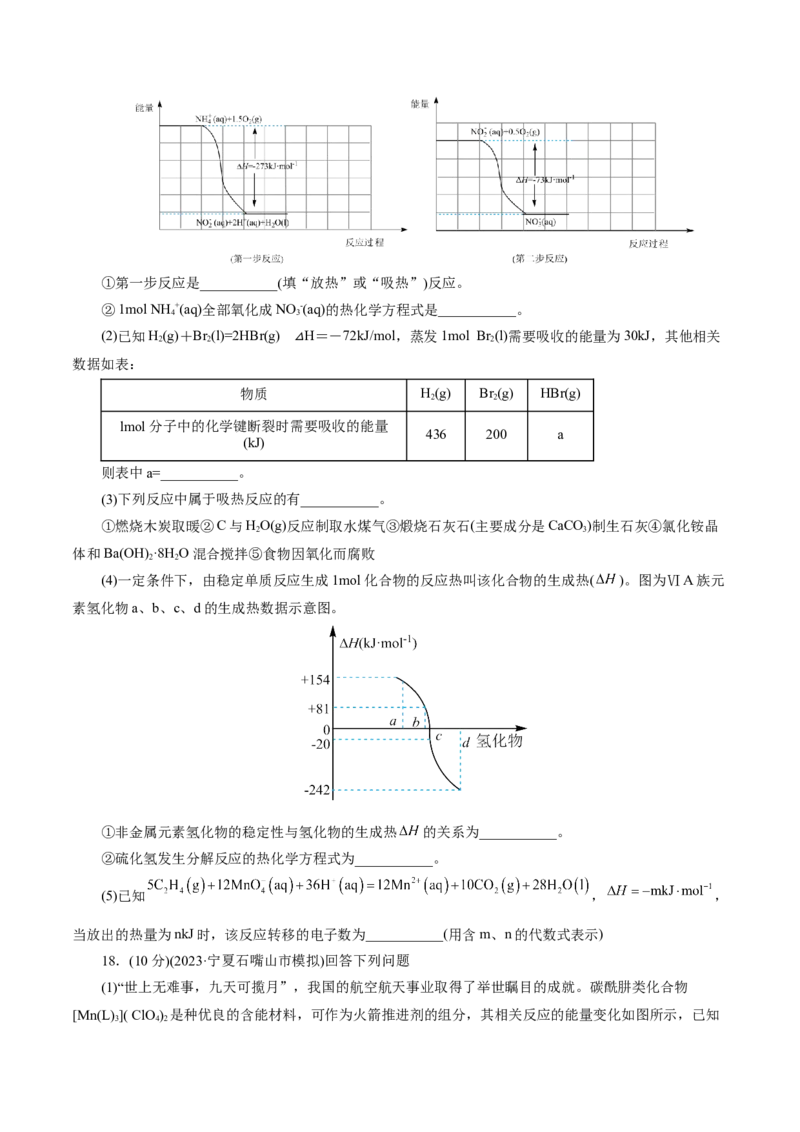 专题06化学反应与能量(测试)(原卷版)_05高考化学_新高考复习资料_2024年新高考资料_二轮复习资料_2024年高考化学二轮复习讲练测（新教材新高考）_配套练习（原卷版+解析版）