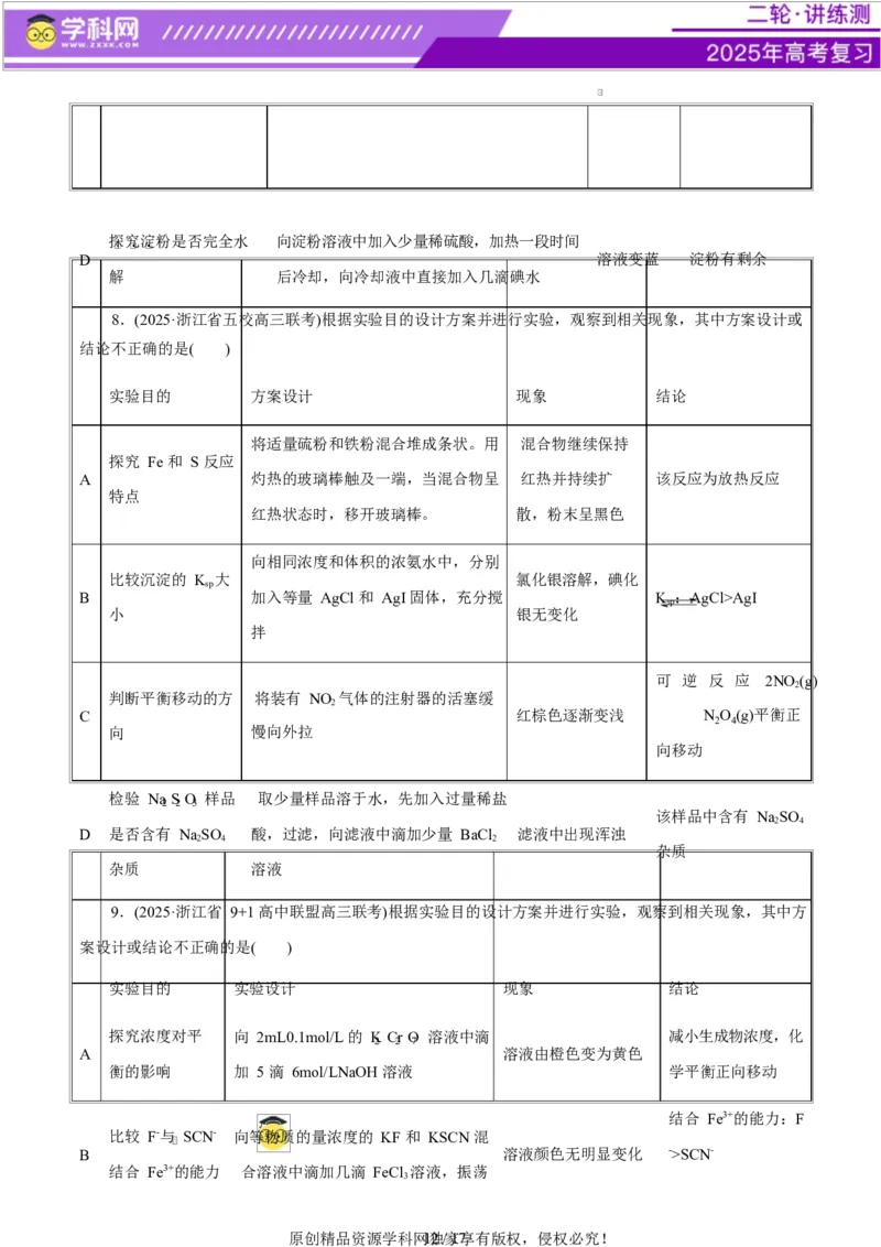 专题15化学实验基础（练习）（原卷版）_05高考化学_2025年新高考资料_二轮复习_上好课2025年高考化学二轮复习讲练测（新高考通用）3379109_主题七化学实验