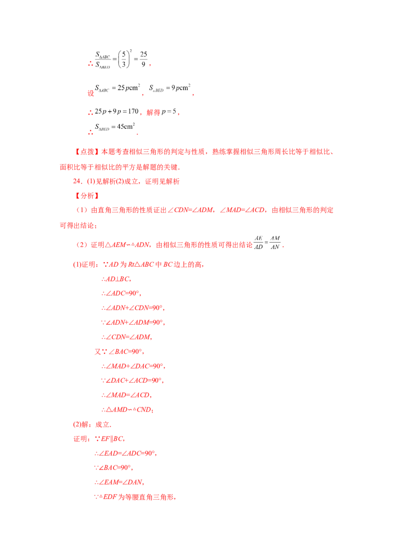 专题27.38相似三角形几何模型-双垂线等角（巩固篇）（专项练习）-2022-2023学年九年级数学下册基础知识专项讲练（人教版）_初中数学人教版_9下-初中数学人教版_07专项讲练