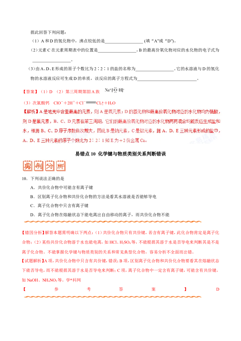 专题04物质结构和元素周期律-高中化学纠错笔记_05高考化学_新高考复习资料_2022年新高考资料_2022年一轮复习各版本_1.高考化学2022年一轮复习通用版_赠品高中化学纠错笔记