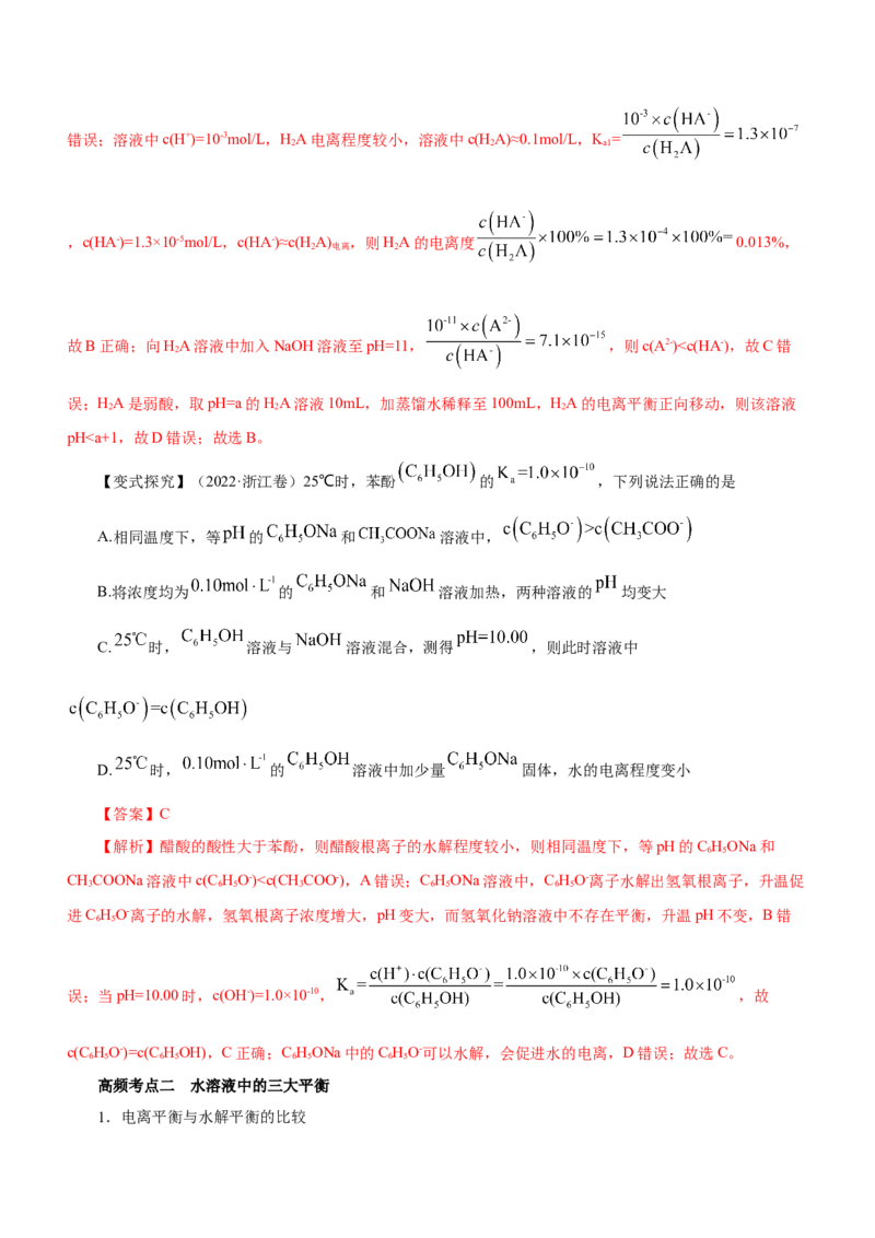 专题06水溶液中的离子平衡（讲）-2023年高考化学二轮复习讲练测（新高考专用）解析版_05高考化学_新高考复习资料_2023年新高考资料_二轮复习