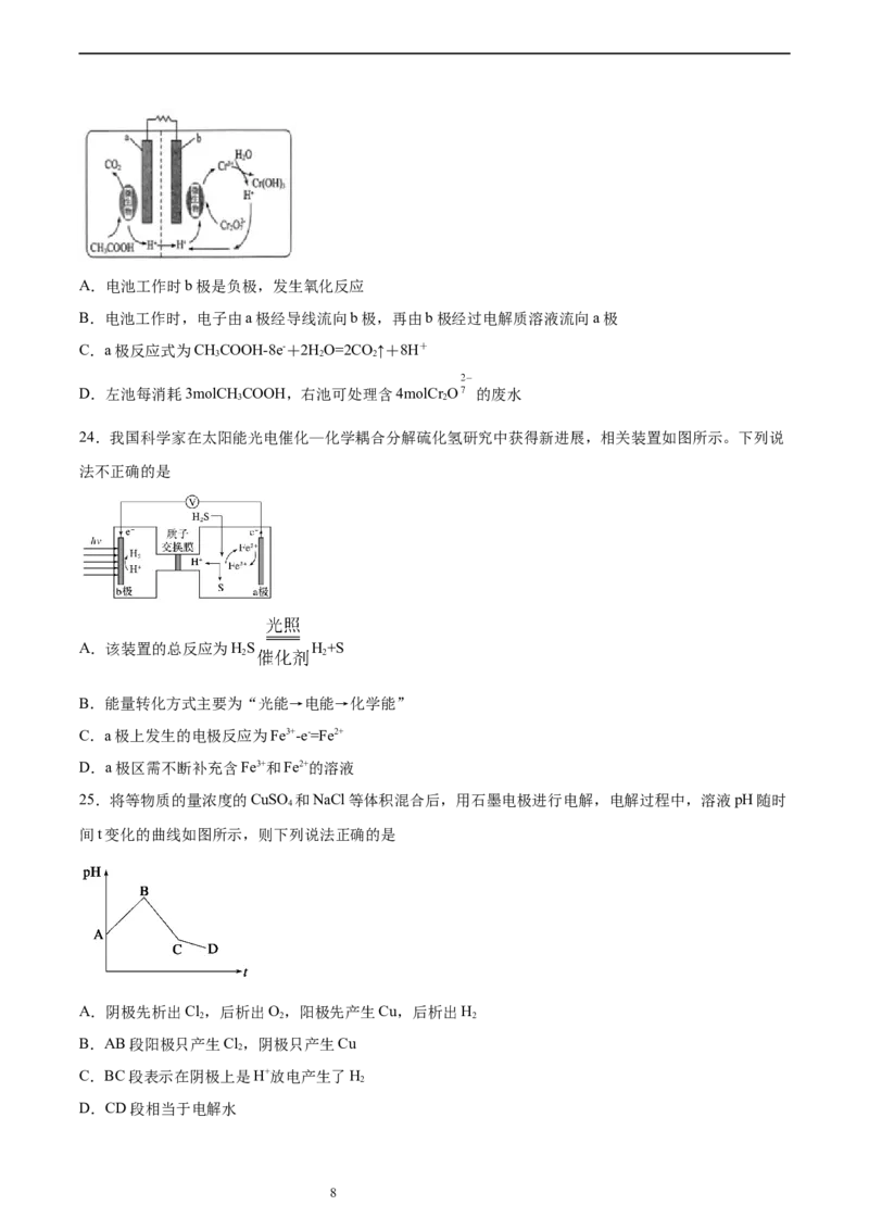 专题06化学能与电能的转化（含解析）_05高考化学_2025年新高考资料_专项练习_2025高考化学专题复习冲刺练习（含解析）（完结）