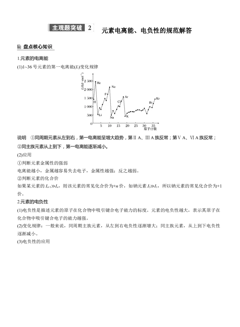 专题三　主观题突破2　元素电离能、电负性的规范解答淘宝店：红太阳资料库_05高考化学_2025年新高考资料_二轮复习_2025年高考化学大二轮_2025化学二轮复习_大二轮专题复习