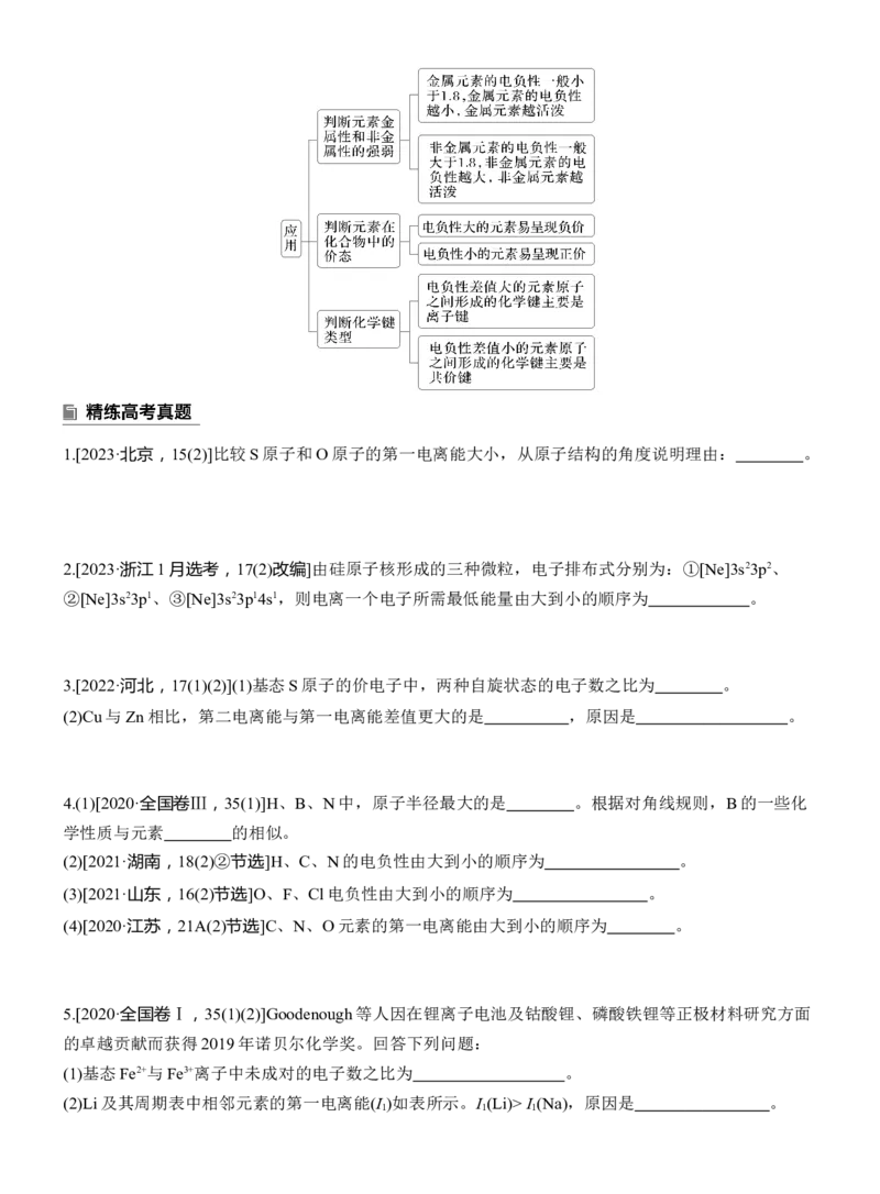 专题三　主观题突破2　元素电离能、电负性的规范解答淘宝店：红太阳资料库_05高考化学_2025年新高考资料_二轮复习_2025年高考化学大二轮_2025化学二轮复习_大二轮专题复习