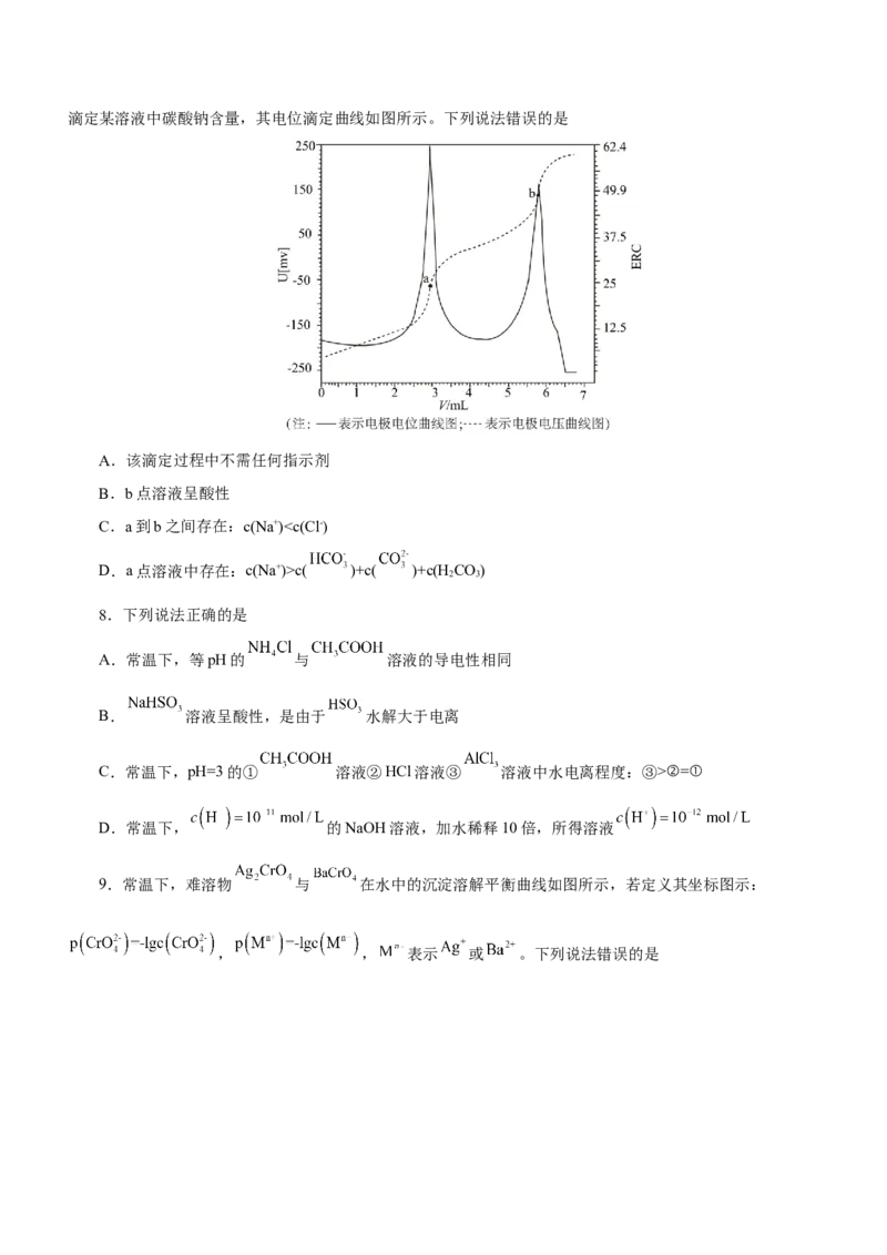 专题06水溶液中的离子平衡（测）原卷版-2023年高考化学二轮复习讲练测（新高考专用）_05高考化学_新高考复习资料_2023年新高考资料_二轮复习
