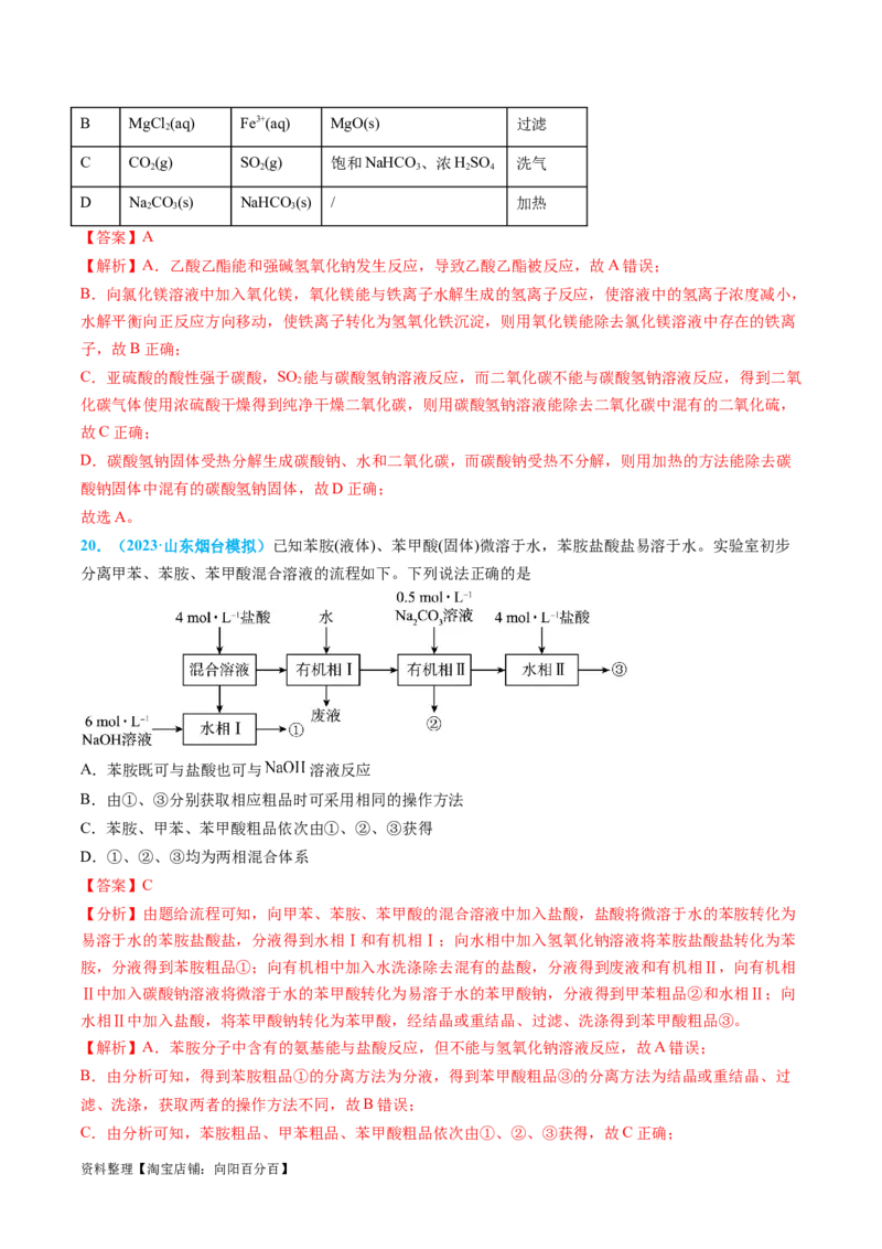 专题03物质的分离与提纯-实验攻略备战2024年高考化学实验常考知识点全突破（解析版）_05高考化学_新高考复习资料_2024年新高考资料_❤专项复习资料_教师版（含答案解析）