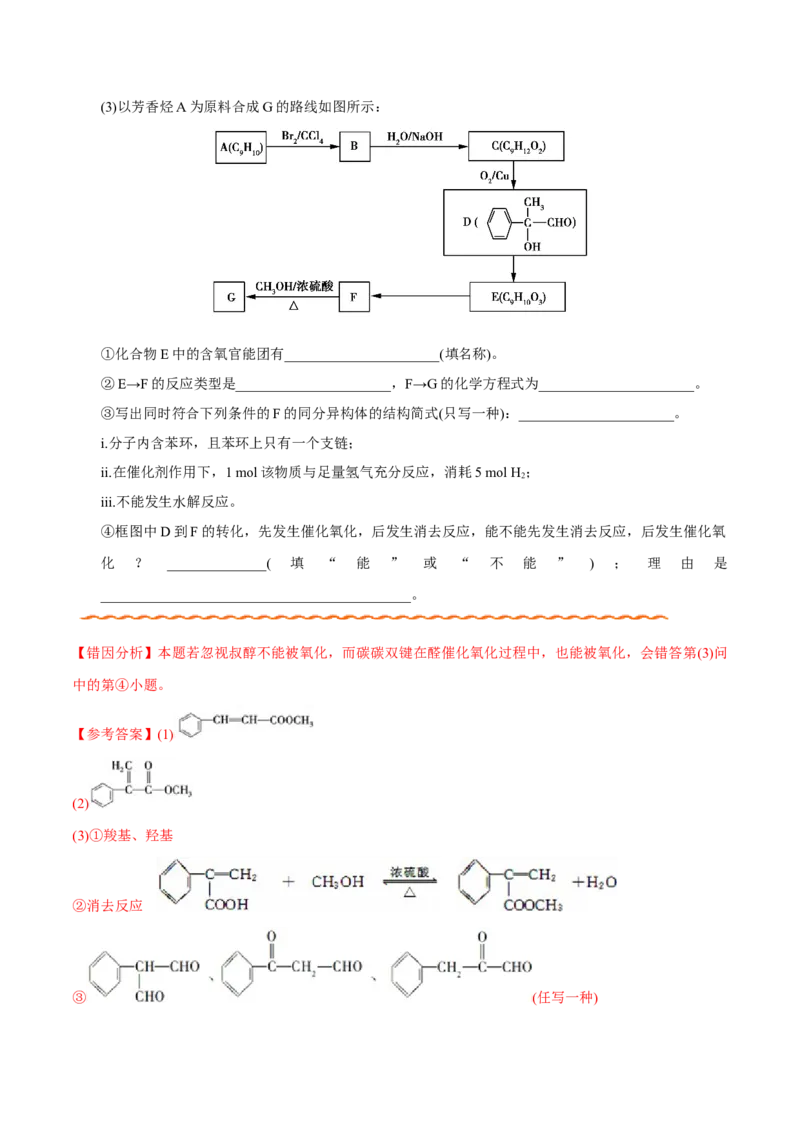 专题12有机化学基础&mdash;&mdash;备战2021年高考化学纠错笔记（教师版含解析）_05高考化学_新高考复习资料_2023年新高考资料_一轮复习_2023年新高考大一轮复习讲义