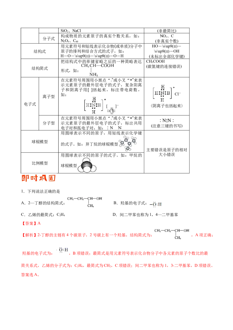 专题12有机化学基础&mdash;&mdash;备战2021年高考化学纠错笔记（教师版含解析）_05高考化学_新高考复习资料_2023年新高考资料_一轮复习_2023年新高考大一轮复习讲义