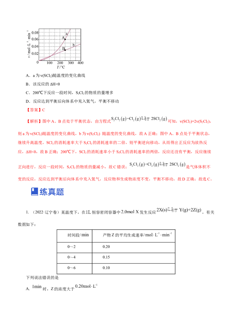 专题09化学反应速率与化学平衡（练）-2023年高考化学二轮复习讲练测（解析版）_05高考化学_新高考复习资料_2023年新高考资料_二轮复习