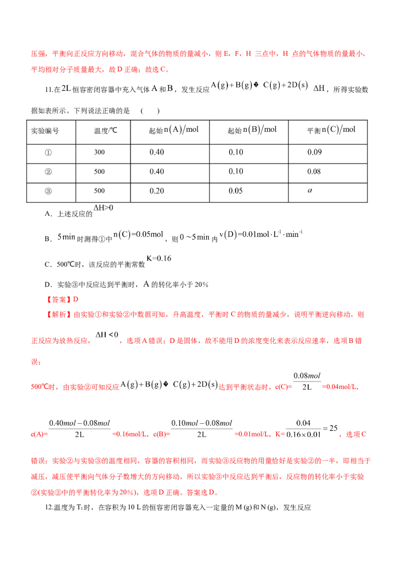 专题09化学反应速率与化学平衡（练）-2023年高考化学二轮复习讲练测（解析版）_05高考化学_新高考复习资料_2023年新高考资料_二轮复习