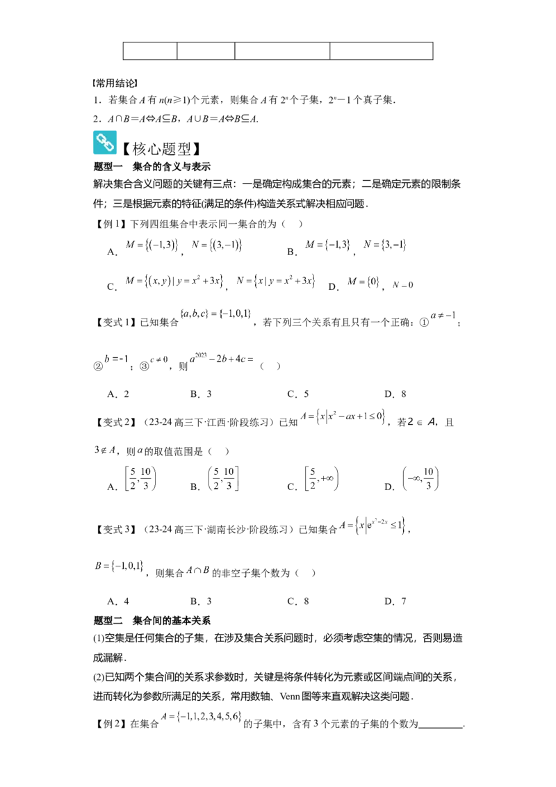 考点01集合（4种核心题型+基础保分练+综合提升练+拓展冲刺练）原卷版_2.2025数学总复习_2025年新高考资料_一轮复习_2025年高考数学一轮复习核心题型讲与练（完结）