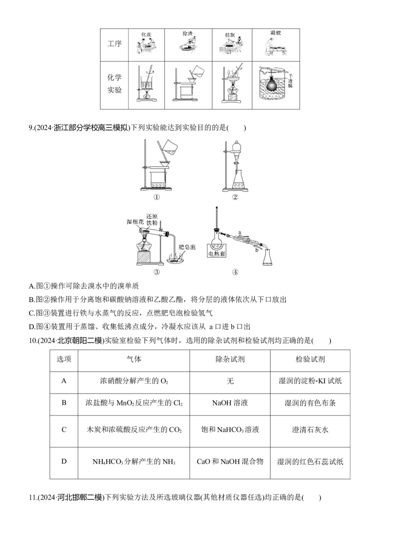 专题七　选择题专攻2　物质的分离与提纯淘宝店：红太阳资料库_05高考化学_2025年新高考资料_二轮复习_2025年高考化学大二轮_2025化学二轮复习_题型突破练+考前特训_专题七　化学实验
