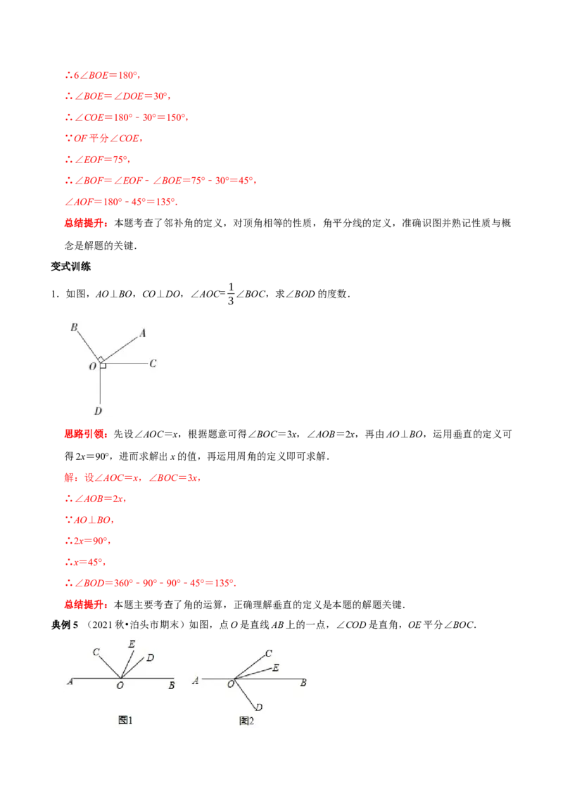 专题1与垂线有关的计算与证明（解析版）_初中数学人教版_7下-初中数学人教版_7下-初中数学人教版（旧版）赠送_07专项讲练_专题1与垂线有关的计算与证明2023专题提优