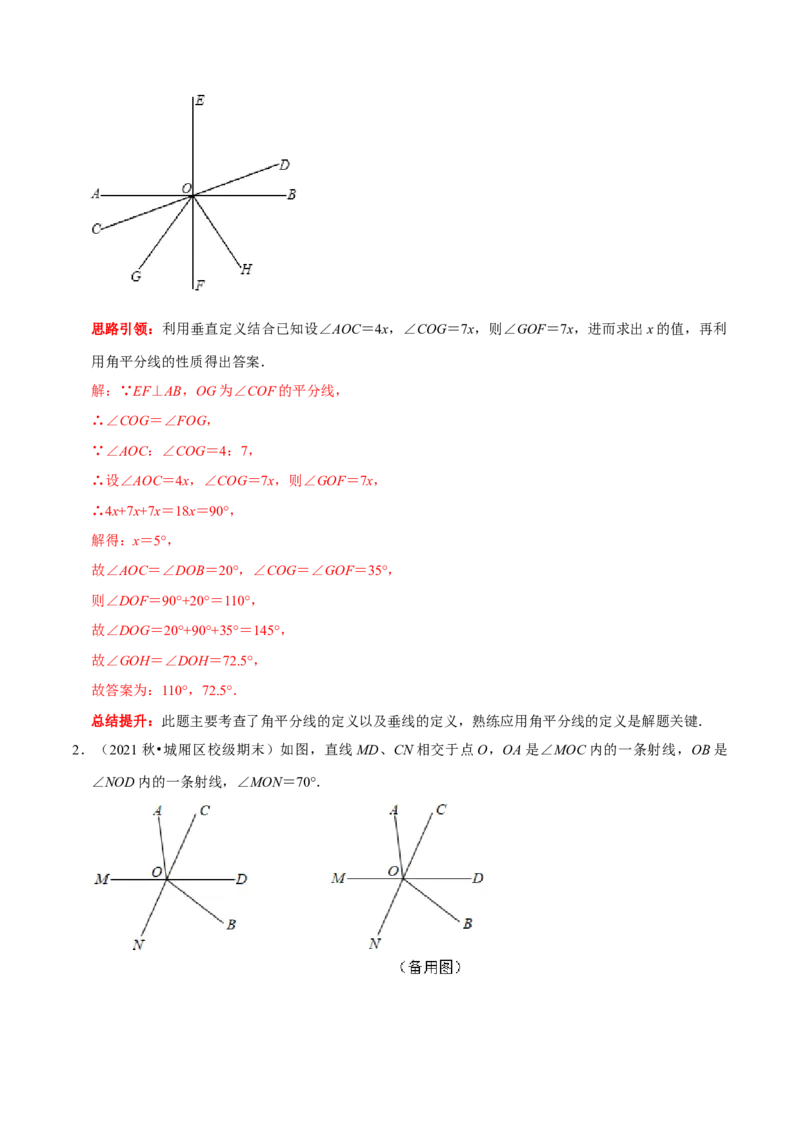 专题1与垂线有关的计算与证明（解析版）_初中数学人教版_7下-初中数学人教版_7下-初中数学人教版（旧版）赠送_07专项讲练_专题1与垂线有关的计算与证明2023专题提优