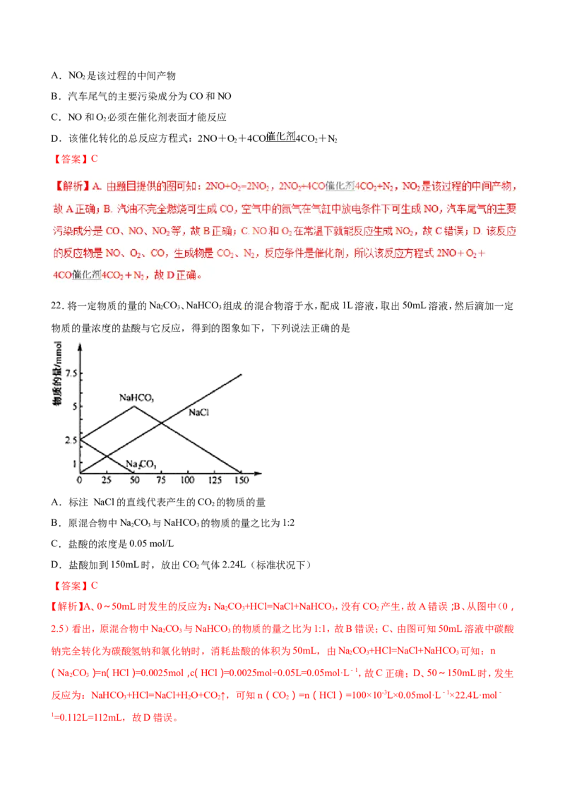 专题06常见非金属及化合物-2019年高考化学易错题汇总（解析版）_05高考化学_新高考复习资料_2022年新高考资料_2022年一轮复习各版本_1.高考化学2022年一轮复习通用版