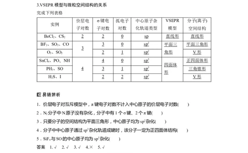 2024年高考化学一轮复习（新高考版）第6章第33讲　价层电子对互斥模型、杂化轨道理论及应用_05高考化学_2024年新高考资料_1.2024一轮复习_2024年高考化学一轮复习讲义（新人教新高考版）
