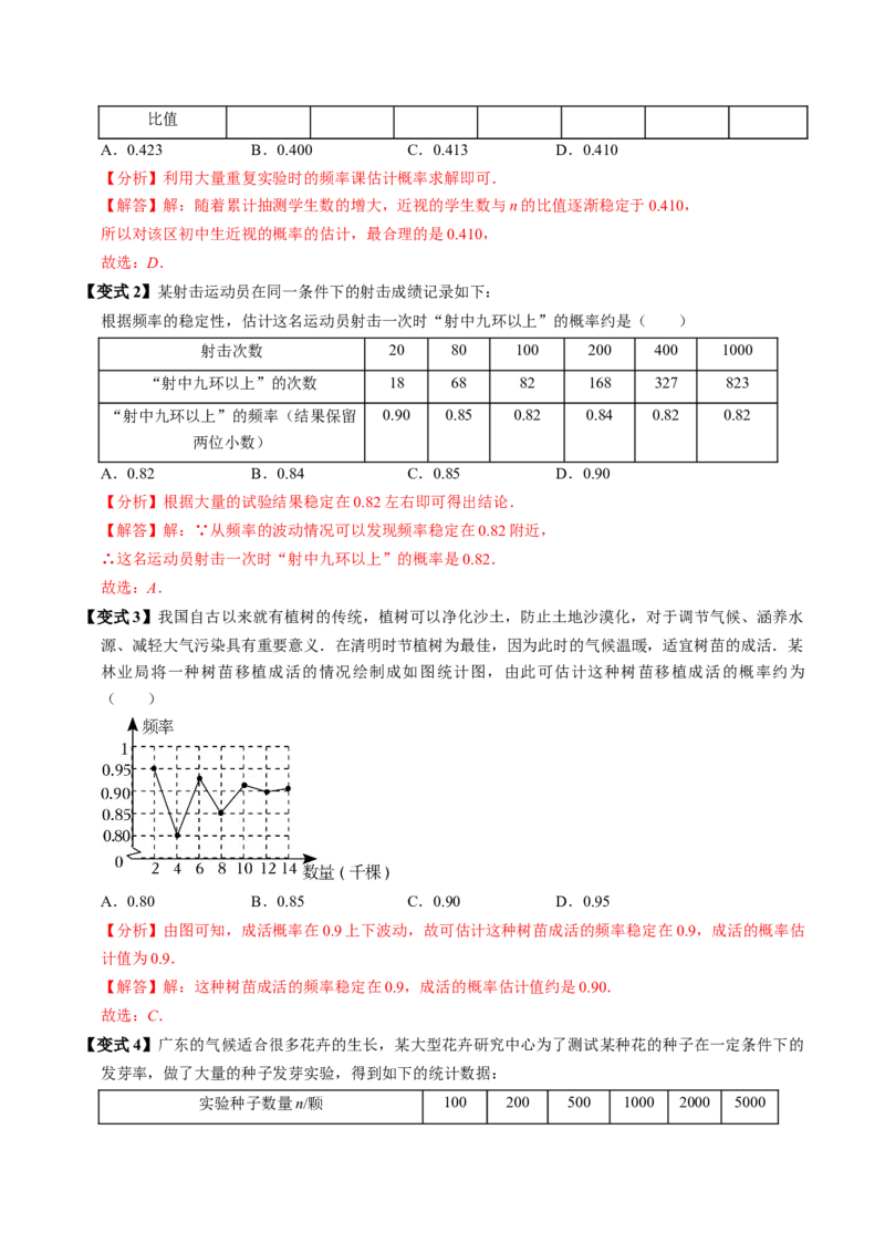 第04讲用频率估算概率（2个知识点+2类热点题型讲练+习题巩固）（教师版）_初中数学_九年级数学上册（人教版）_同步讲义-U18_2025版