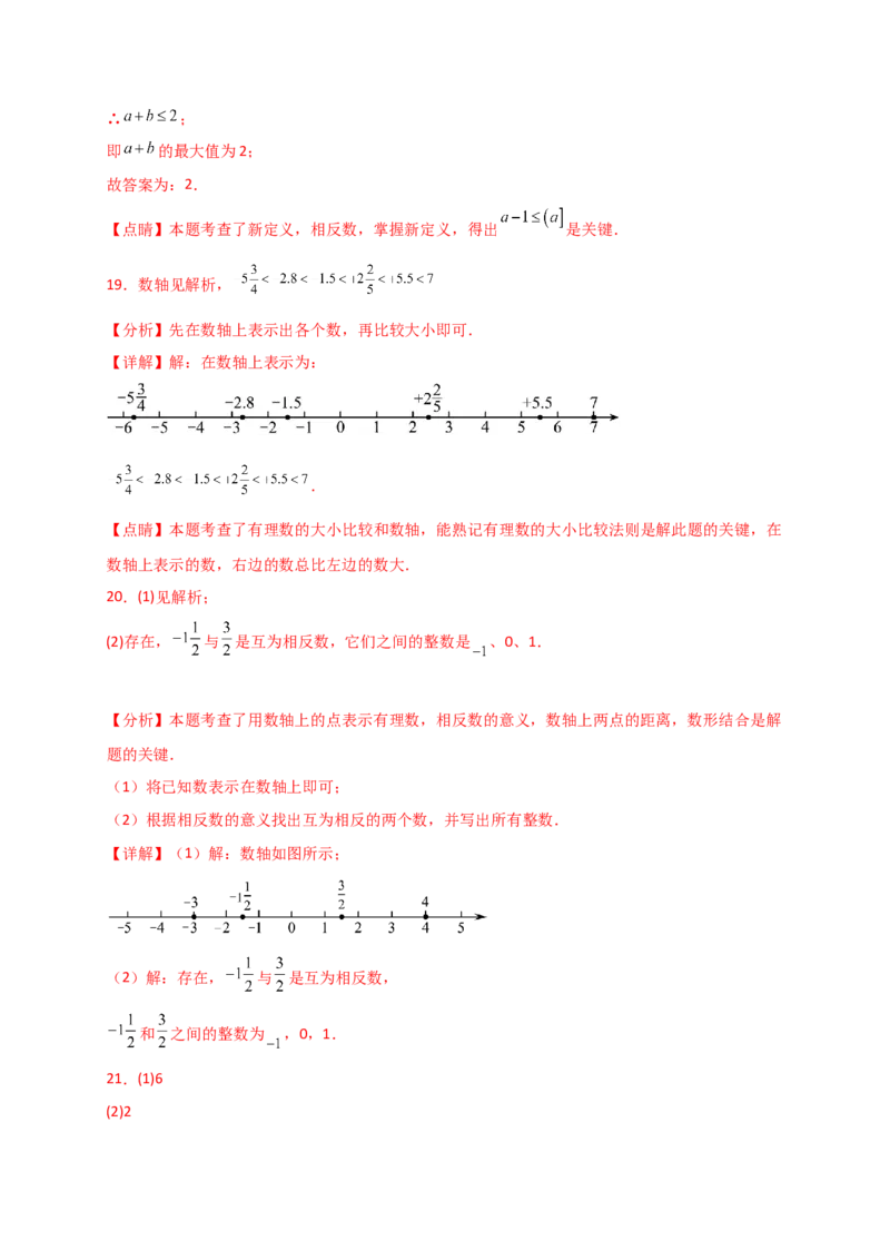 专题1.6+数轴与相反数（专项练习）-2024-2025学年七年级数学上册基础知识专项突破讲与练（人教版）_初中数学人教版_7上-初中数学人教版_7上-初中数学人教版（新版）_07讲义练习