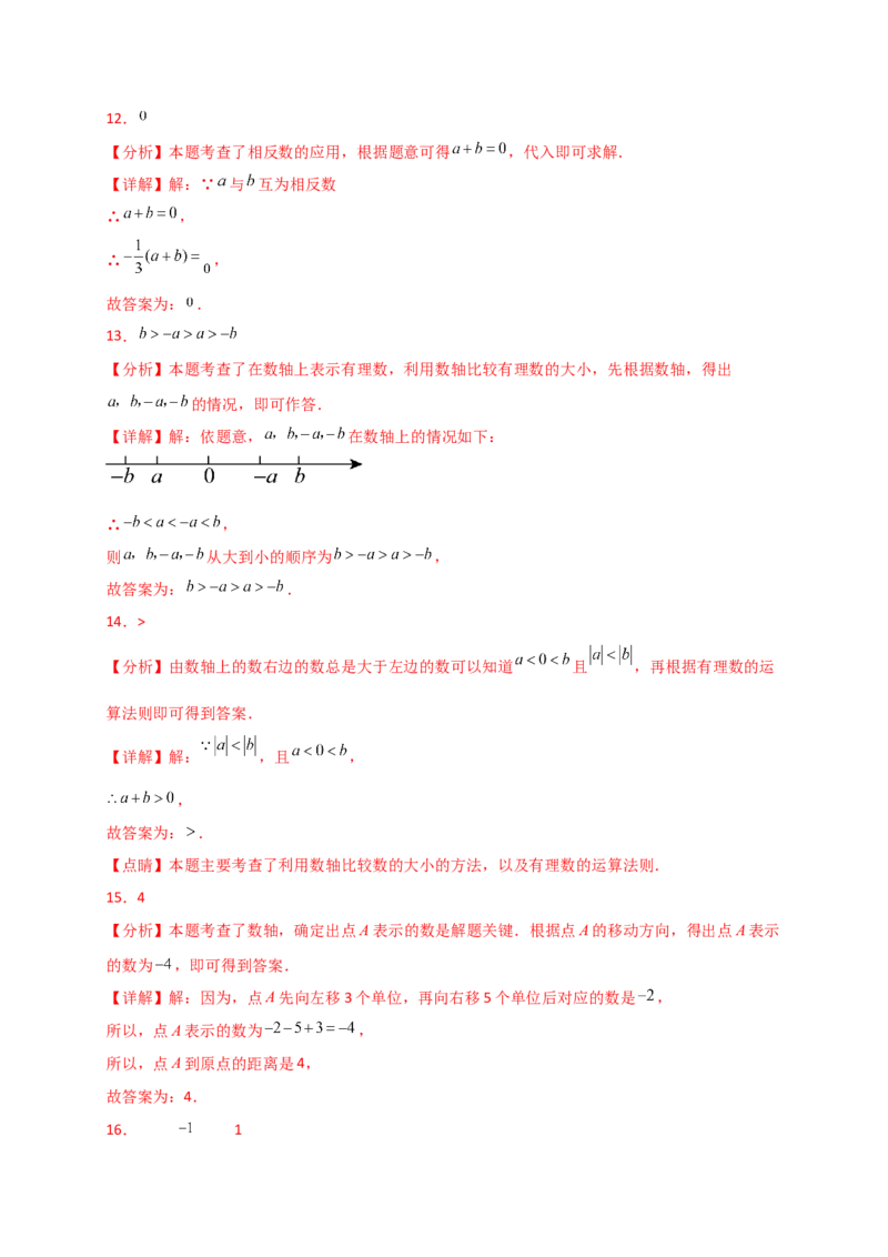 专题1.6+数轴与相反数（专项练习）-2024-2025学年七年级数学上册基础知识专项突破讲与练（人教版）_初中数学人教版_7上-初中数学人教版_7上-初中数学人教版（新版）_07讲义练习