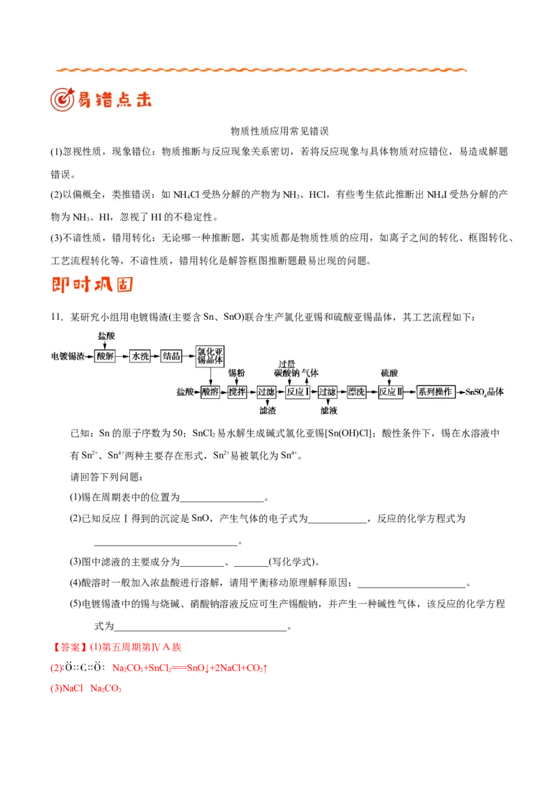 专题08常见无机物及其应用&mdash;&mdash;备战2021年高考化学纠错笔记（教师版含解析）_05高考化学_新高考复习资料_2023年新高考资料_一轮复习_2023年新高考大一轮复习讲义