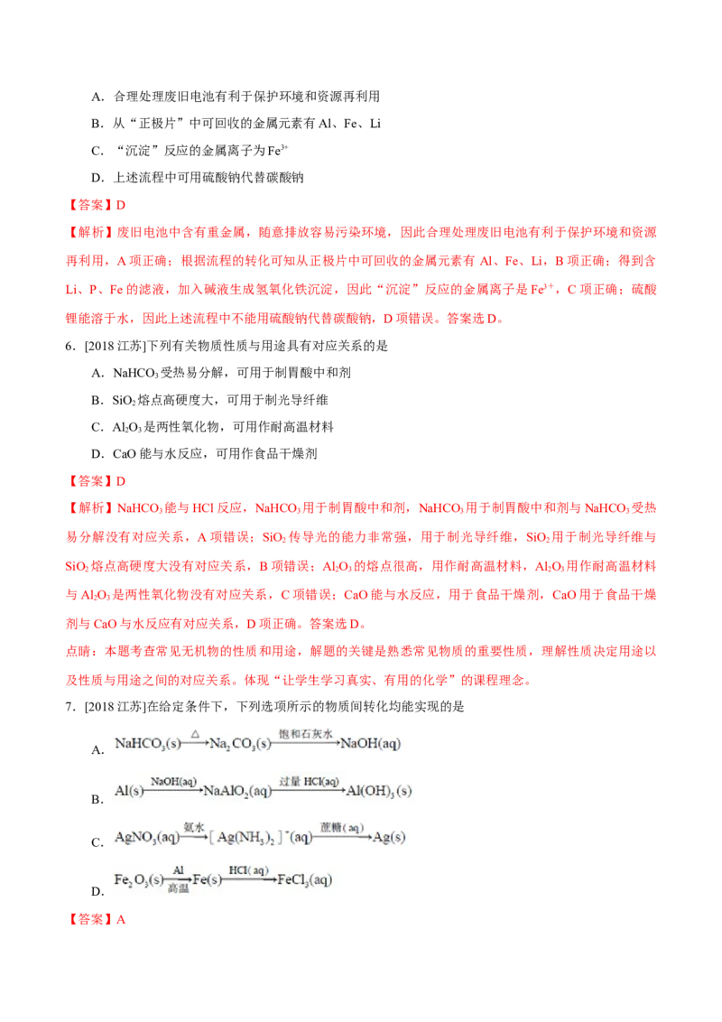 专题08常见无机物及其应用&mdash;&mdash;备战2021年高考化学纠错笔记（教师版含解析）_05高考化学_新高考复习资料_2023年新高考资料_一轮复习_2023年新高考大一轮复习讲义