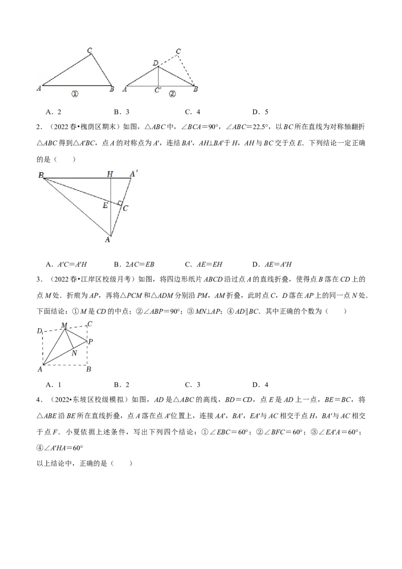 专题13.2几何图形中的翻折变换（压轴题专项讲练）（人教版）（原卷版）_初中数学人教版_8上-初中数学人教版_旧版_07专项讲练_八年级数学上册从重点到压轴（人教版）