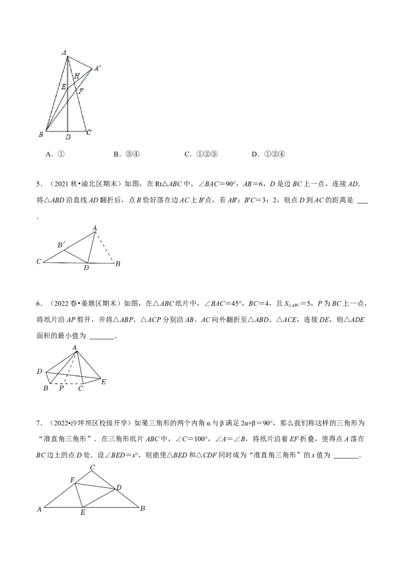 专题13.2几何图形中的翻折变换（压轴题专项讲练）（人教版）（原卷版）_初中数学人教版_8上-初中数学人教版_旧版_07专项讲练_八年级数学上册从重点到压轴（人教版）