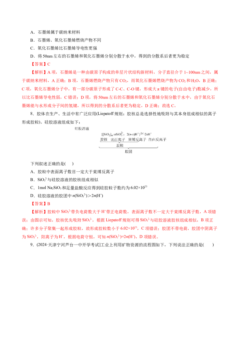 专题01化学物质及其变化（练习）（解析版）_05高考化学_2024年新高考资料_2.2024二轮复习_2024年高考化学二轮复习讲练测（新教材新高考）